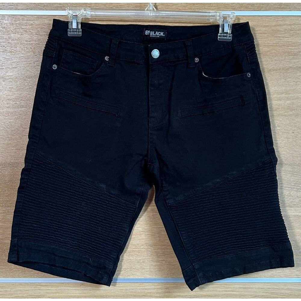 Black Premium EMP ribbed black denim shorts - 32" waist x 11” inseam